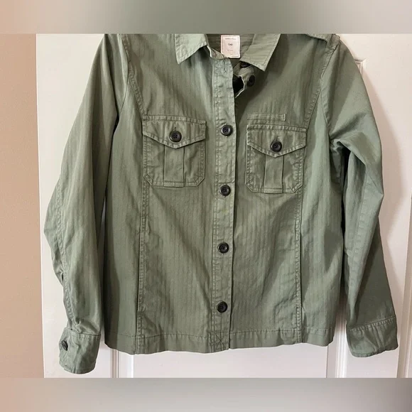 GAP Olive Green Cotton Women's Long Sleeve Jacket Size Medium - Picture 7 of 16